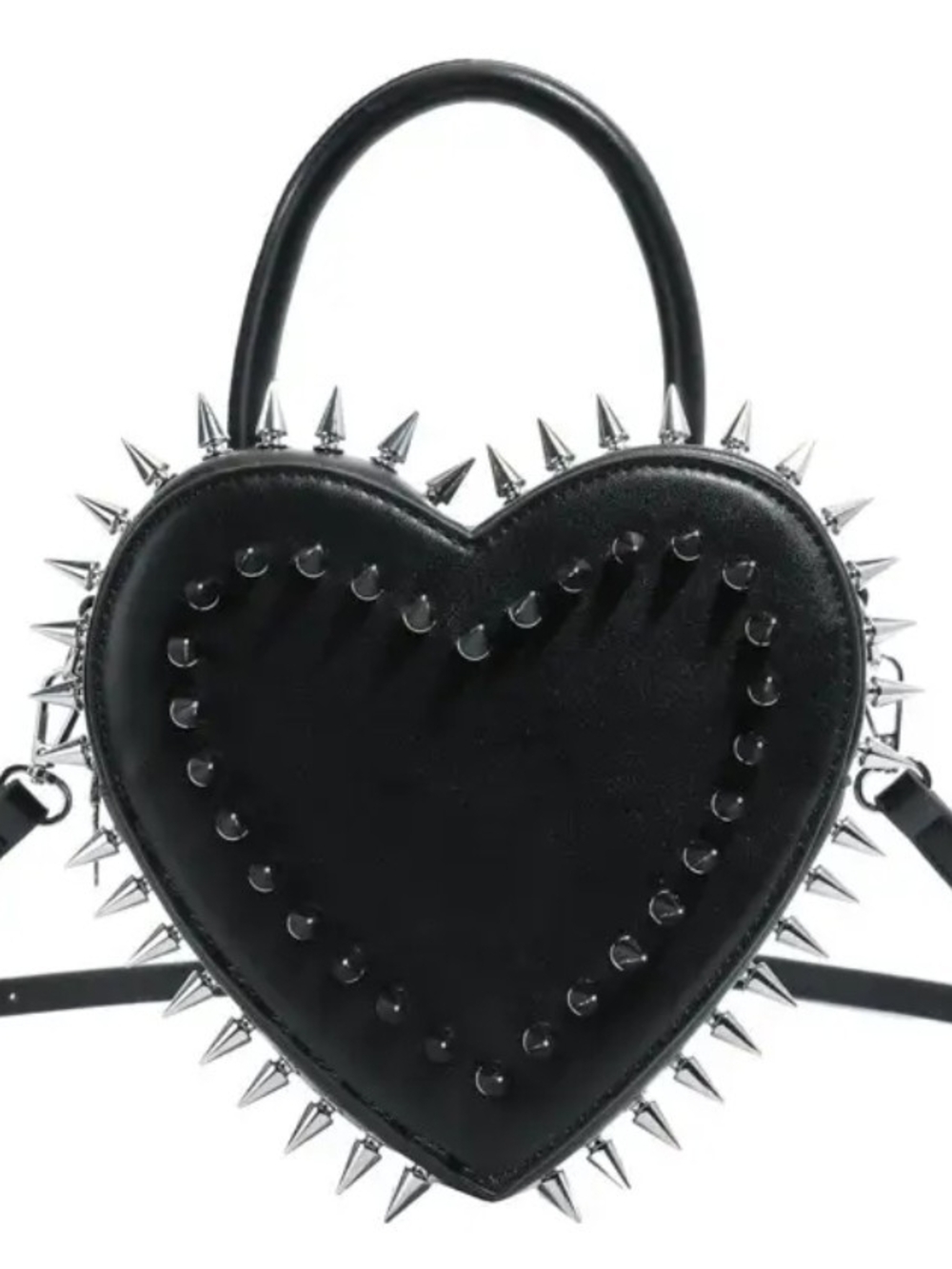 Black Heart Spike Stud Top-Handle Bag